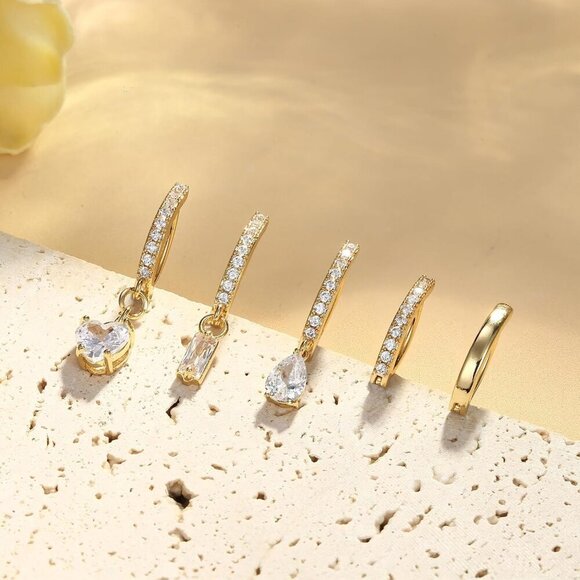 Elegant 14K Gold Plated Dangle Belly Button Ring with Pink Heart CZ - 14G - Picture 3 of 7